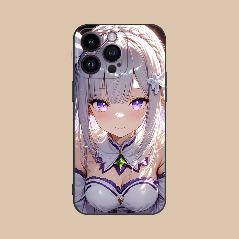 ReZero Emilia Waifu Mobile Phone Case for iPhone 17 16 15 14 13 12 11 X XR XS 8 7 Air Pro Max Plus Mini Colorful Cover Luxury
