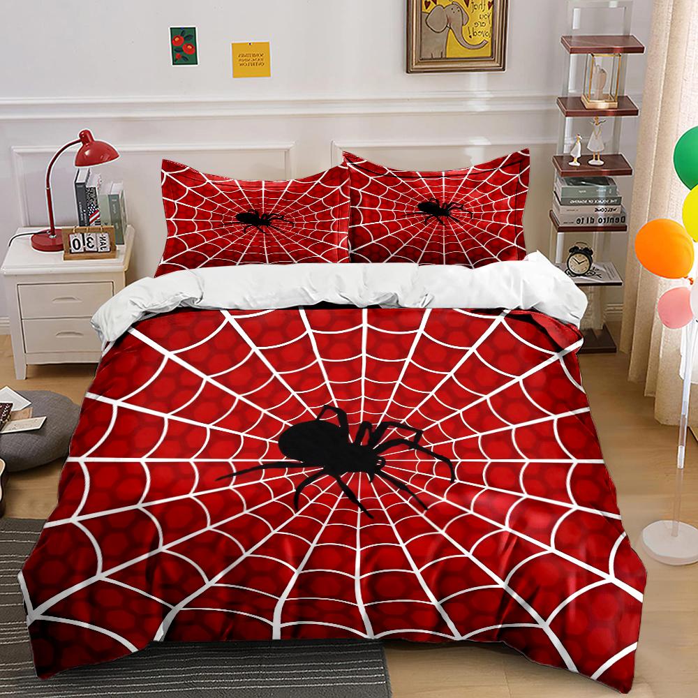 3PC Spider Web Spiders Print Bedding Set Duvet Cover 1 Duvet Cover 2 Pillowcases Adult and Children Bedding Set Luxury To Gifts