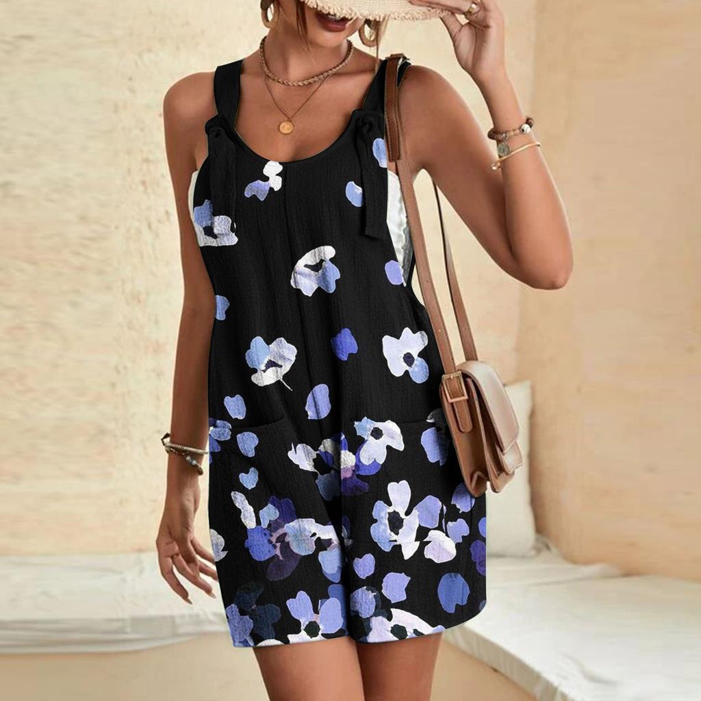 Women's Summer Jumpsuit Shorts, Striped Printed Fashionable Casual Jumpsuit