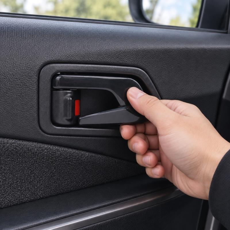 Mechanical Interior Door Handle Replacement Set with Red Lock Indicators, ABS Frames, and Integrated Pull Levers 82610-1C000 82620-1C000 82610-1C020