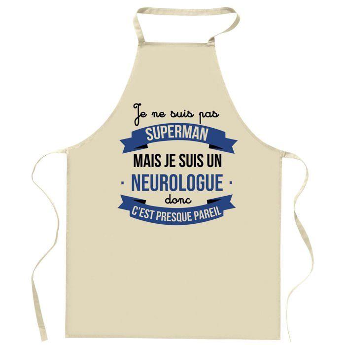 Tablier de cuisine - Neurologue Superhéros - Coton épais - Impression DTG (France) - Liens ajustables