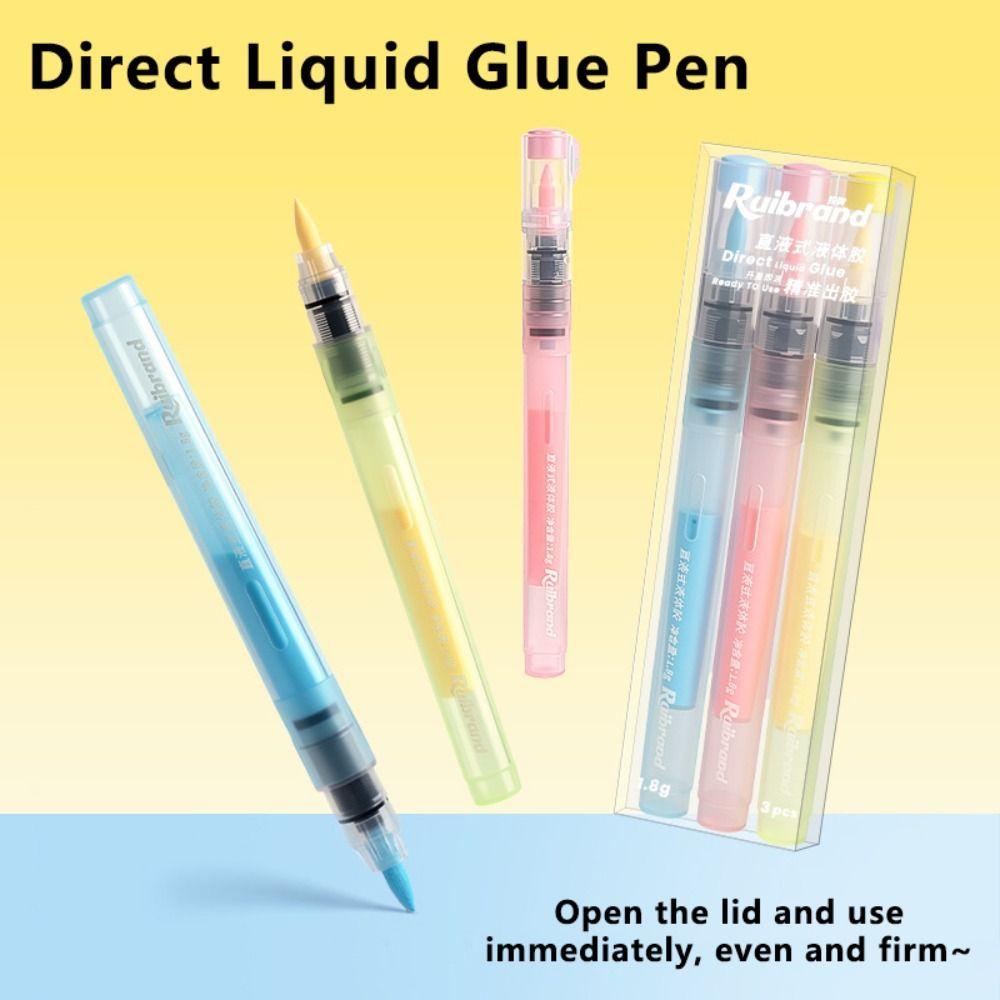 3Pcs Soft Tip Glue Pen No Leak Design Liquid Glue Pen Portable Adhesive Pen School Supplies