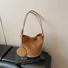 Korean niche ins suede suede surface retro bucket bag versatile shoulder messenger women tote bag