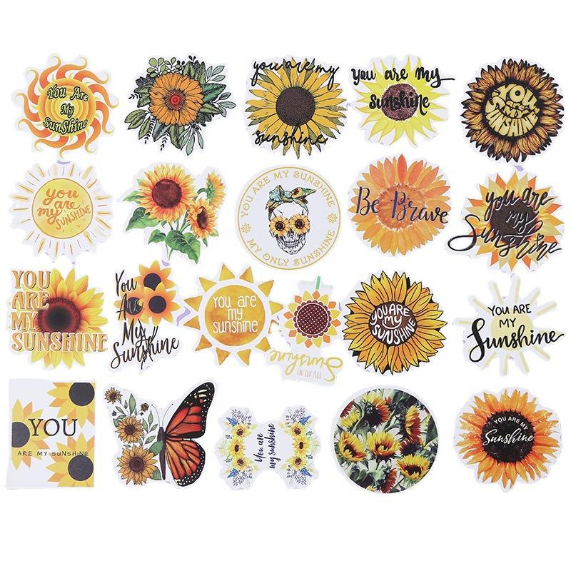 50Pcs Sunflower Stickers Decals You are My Sunshine Stickers for Kids Teens Adults Waterproof Vinyl Stickers for Laptop Water Bottle Guitar Scrapbo