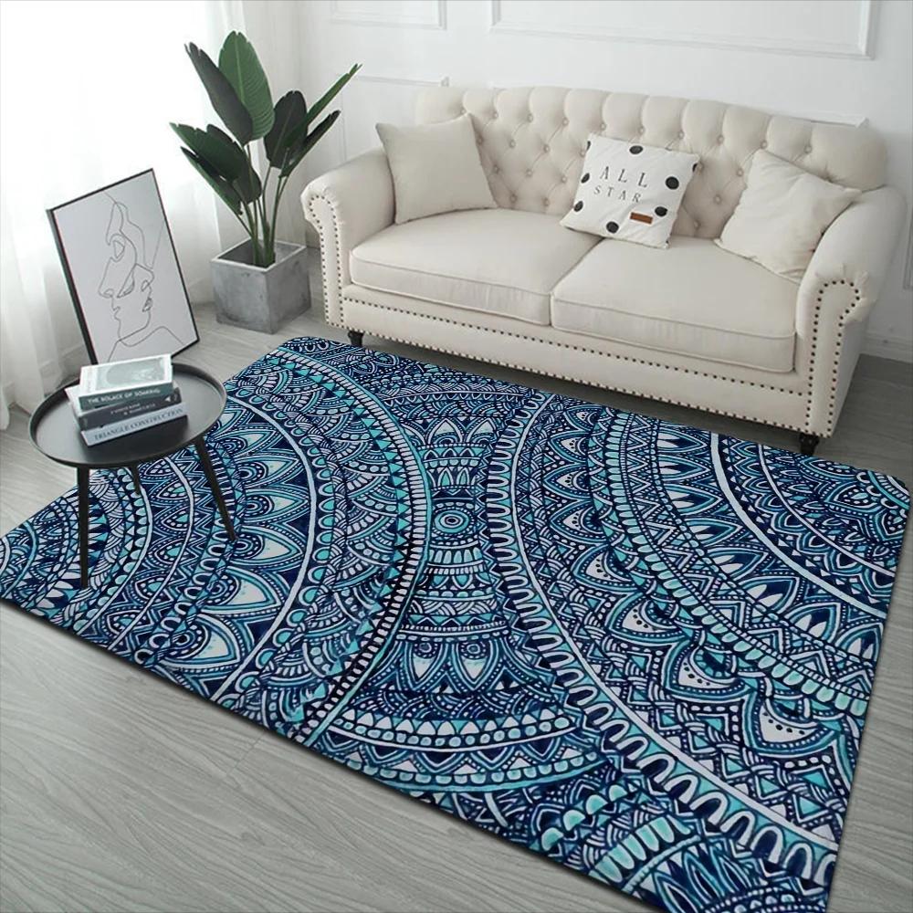 Mandala Flower Pattern Floor Mat Floor Mat INS Style Soft Bedroom Floor House Laundry Room Mat Anti-skid Household Carpets