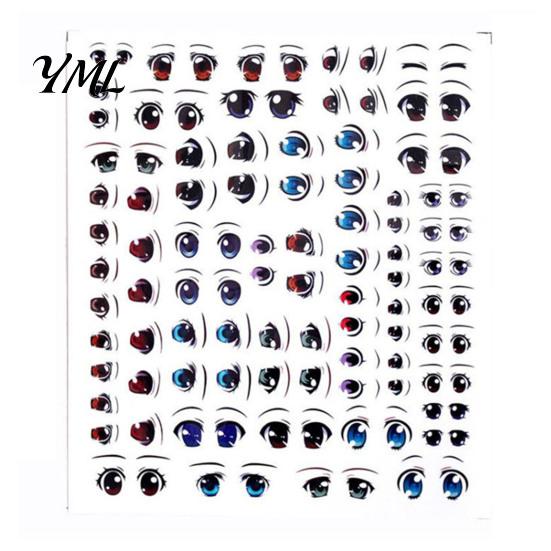 Augenaufkleber in verschiedenen Größen für Puppen, DIY-Wassertransfer-Abziehbilder, Anime-Tonpuppen-Gesichtsaccessoires, Realistische bunte Augen, Basteln und