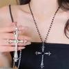 Gothic Irregular Cross Clavicle Chain Necklaces Y2K Punk Crystal Big Cross Pendant Necklaces Women Men Aesthetic Jewelry
