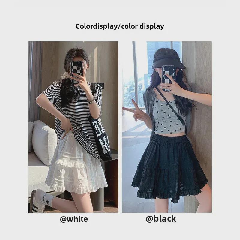 Ballet-Style White Lace A-Line Short Skirt for Women - Spring/Summer 2025 Collection.