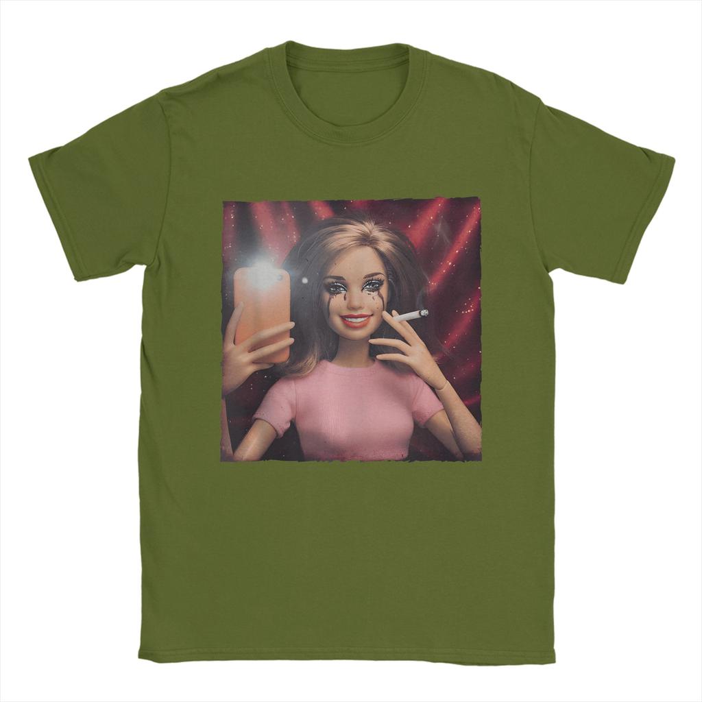 Unisex TShirt Disgusted Doll Face Meme Vintage Pure Cotton Tees Short Sleeve Sarcasm Funny Humor Unhinged Gen Z T Shirt Clothes