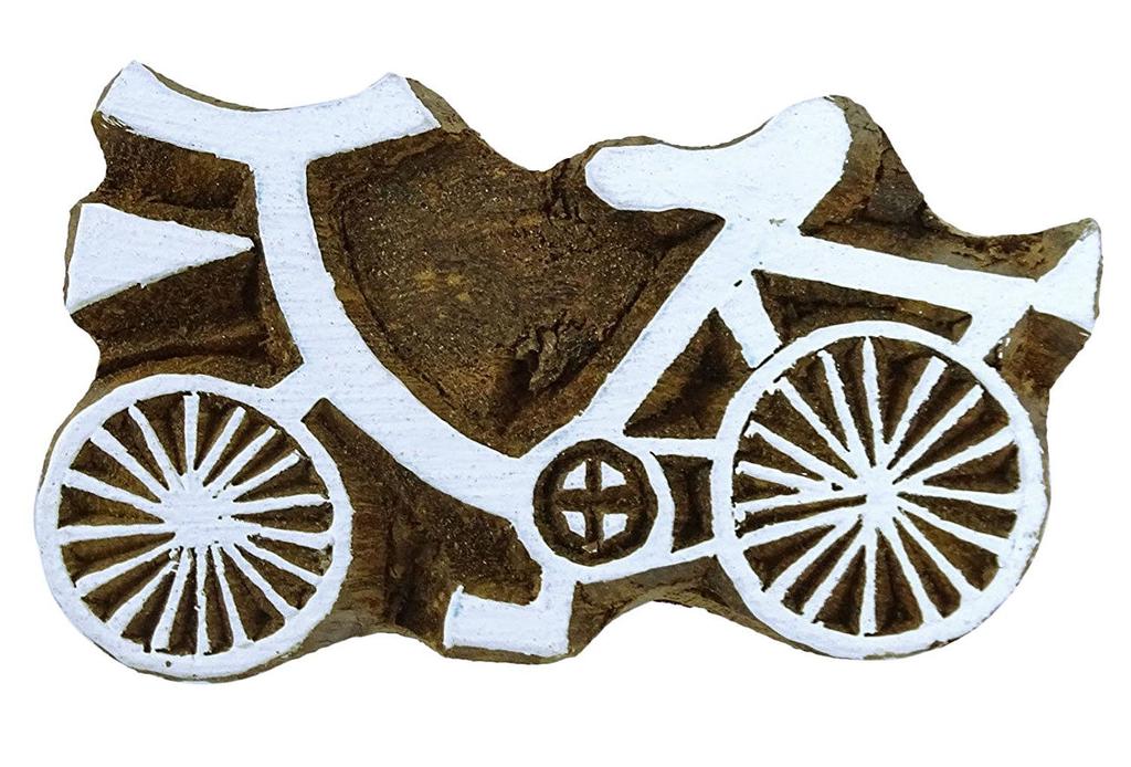 Indian Wood Block Art Cycle Handcarved Blockprint Pottery Stamp Printing