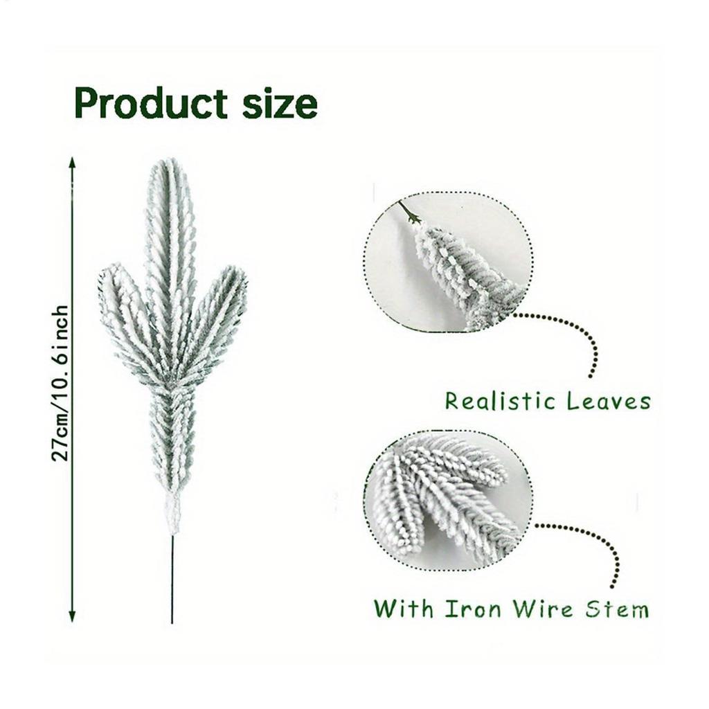 10 Pieces Reusable Christmas Pine Branches for Vase Faux Stems Winter Party Decorations Home Bedroom Living Room Office