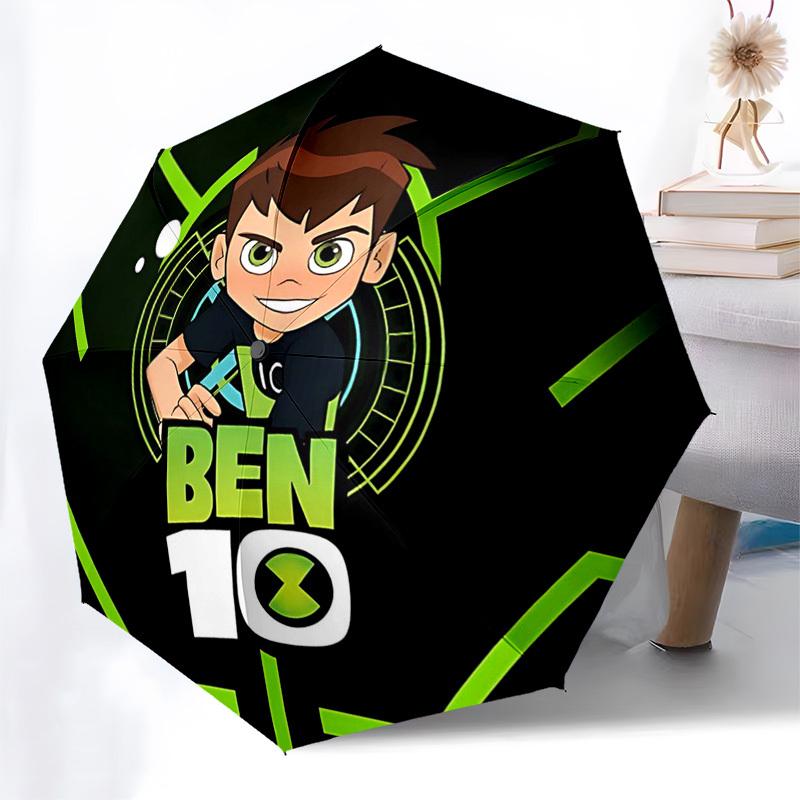 

1pc Ben 10 Automatic Opening Folding Umbrella with 8-Rib Iron Frame - Portable Outdoor for Fans, Travelers, Daily Use, Gift Idea.W075