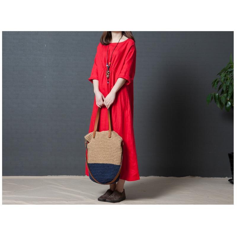 Loose Plus Size Women's Linen Solid Color Dress