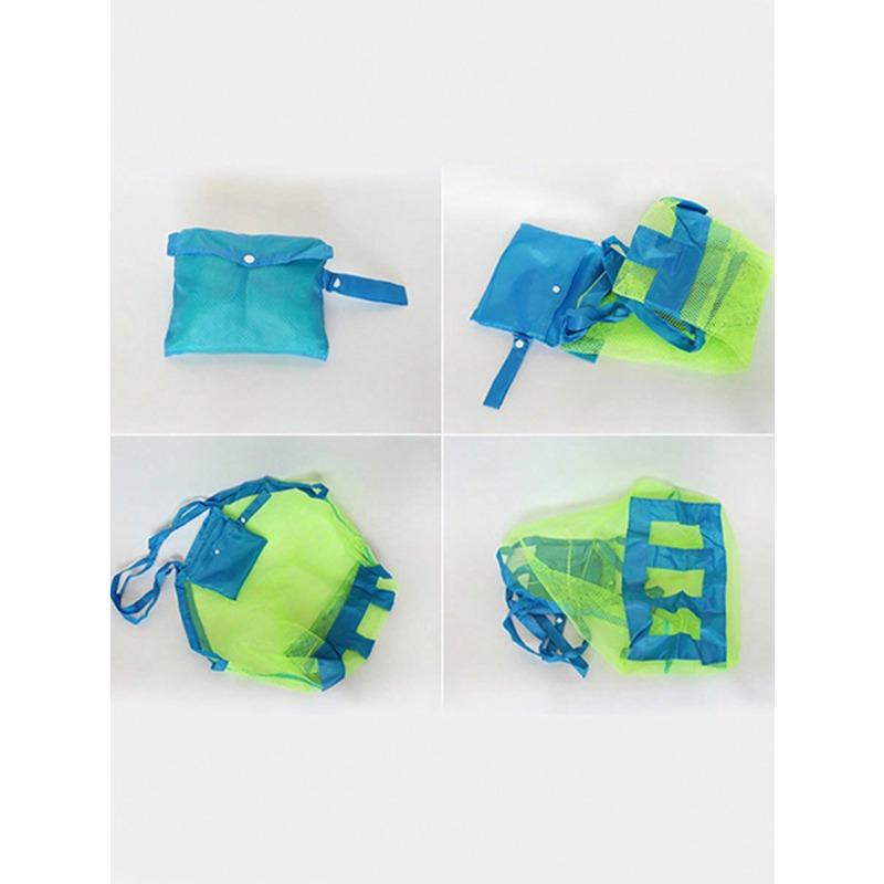 1pc Mesh Beach Bag, Toy Storage Bag, Outdoor Travel Folding Organizing Net Bag