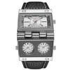 Oulm Men's Quartz Watch with Large Rectangular Dial & Multi-Time Zone Display