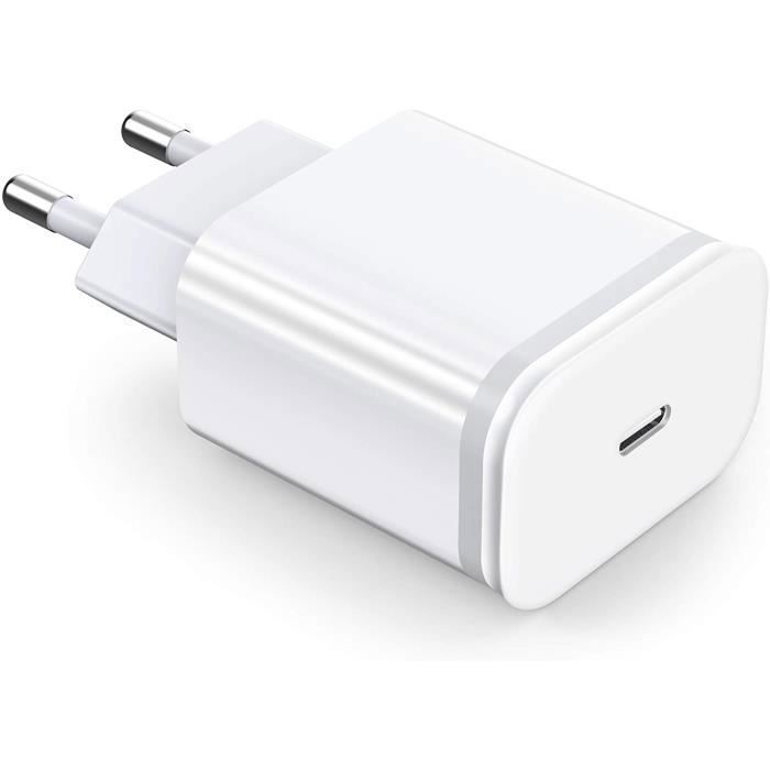 Chargeur Rapide 20W - Apple - iPhone 13 - USB C - PD 3.0 - Protection Surchauffe