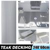 Revêtement de sol en mousse EVA autocollante imitation teck, 2 400 x 600 x 6 mm, pour pont de bateau, gris et noir, à rayures