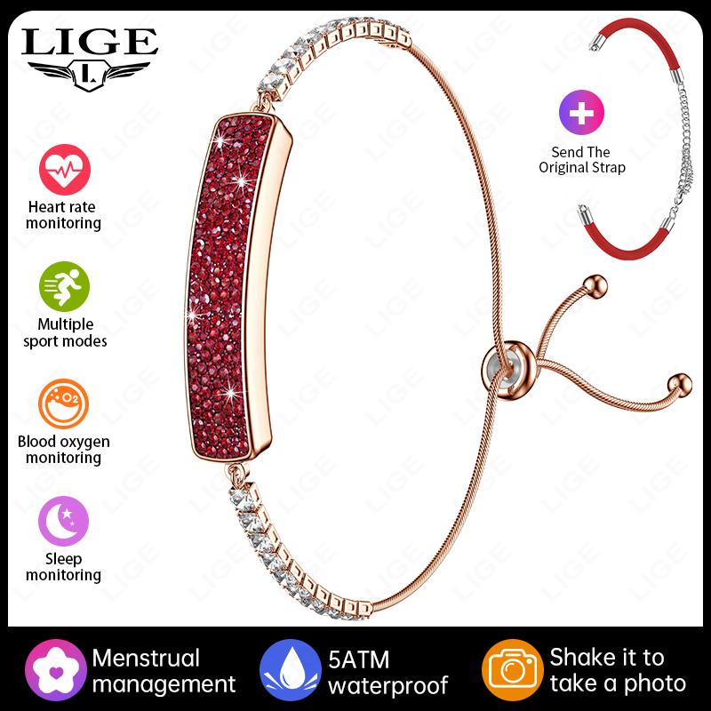 

Ladies Diamond Bracelet Women Sports Fitness Smart Band HRV Heart Rate Blood Oxygen Sleep Tracker 5ATM Waterproof Watches красный