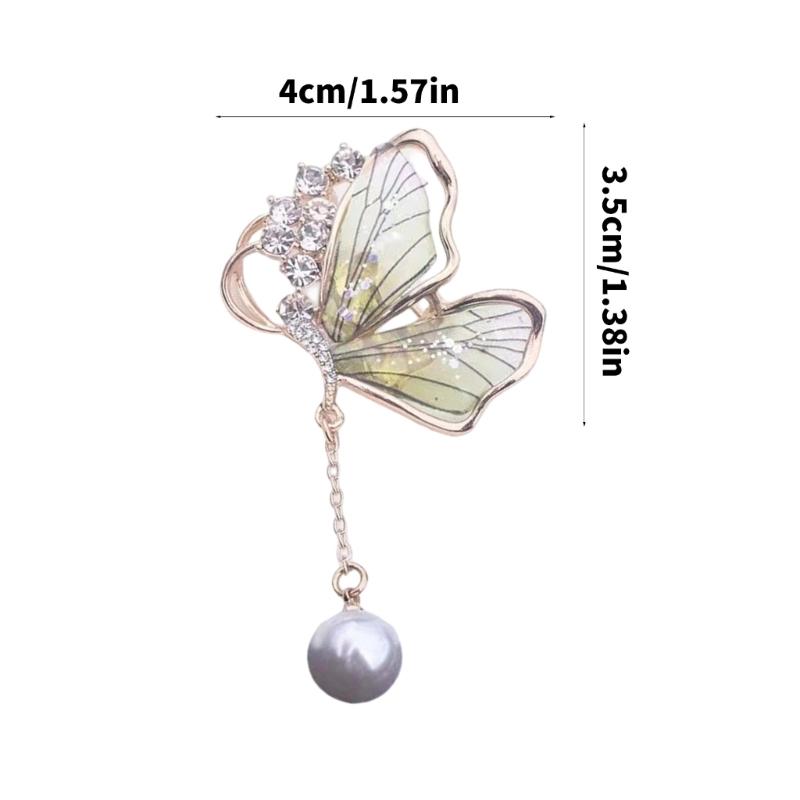 Elegant Butterfly Brooch With Pearls Designs Dripping Waterdrop Shape Alloy Materials for Women Fashion Accessory