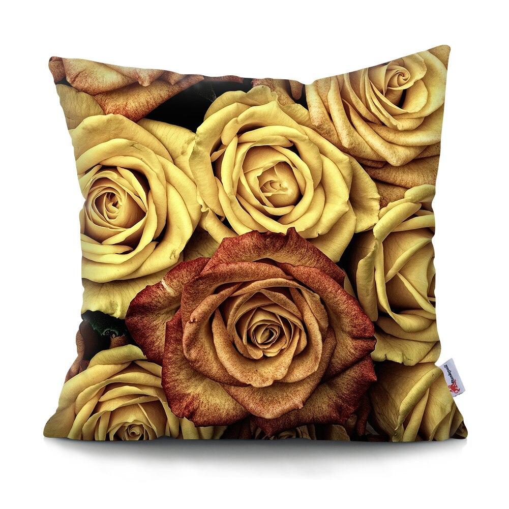 Mote Rose Putetrekk Polyester Print Putetrekk Beautiful Flower Home Decor Putetrekk