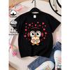 European sizes Cute Owl with Headphones And Hearts Teen Girls Casual Tee - Trendy Soft Breathable T-Shirt for Casual Attire