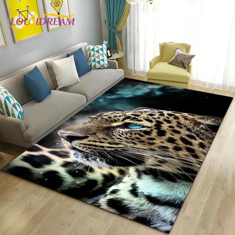 3D Cartoon Dier Luipaard Jachtluipaard Gebiedskleed Tapijt voor Woonkamer Slaapkamer Speelkamer Sofa decoratie huis Antislipkleed Vloermat Zacht