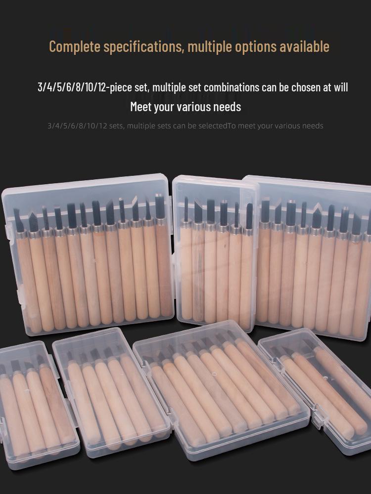 Comprehensive Wood Carving & Stamp Set: Includes Hand-Carved Knives, Carpenter Tools, and Carving Materials for Wood, Rubber, and Plaster.