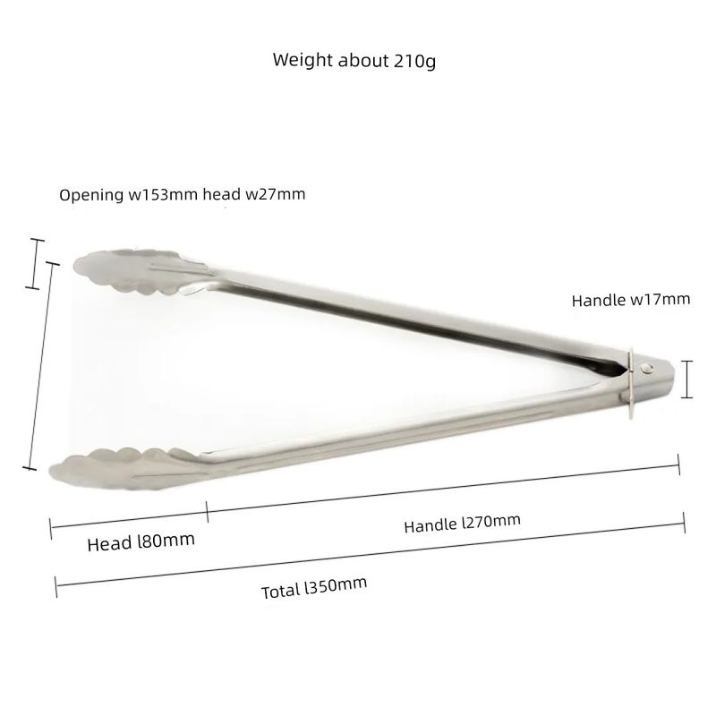 Thickened Stainless Steel Tongs, Bread Tongs, Barbecue Tongs, Rubber-Handled Hanging Food Tongs, 10-12- 14-16inch Plum Blossom Tongs