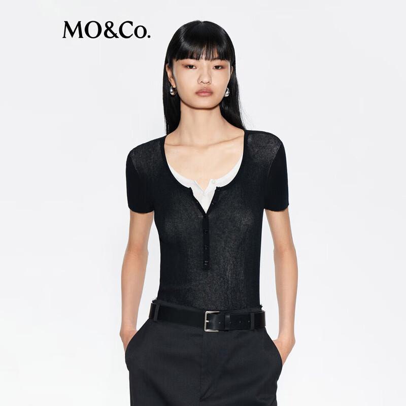 

MO&Co. Women s Short Sleeve Slim-Fit Knit Polo Top S