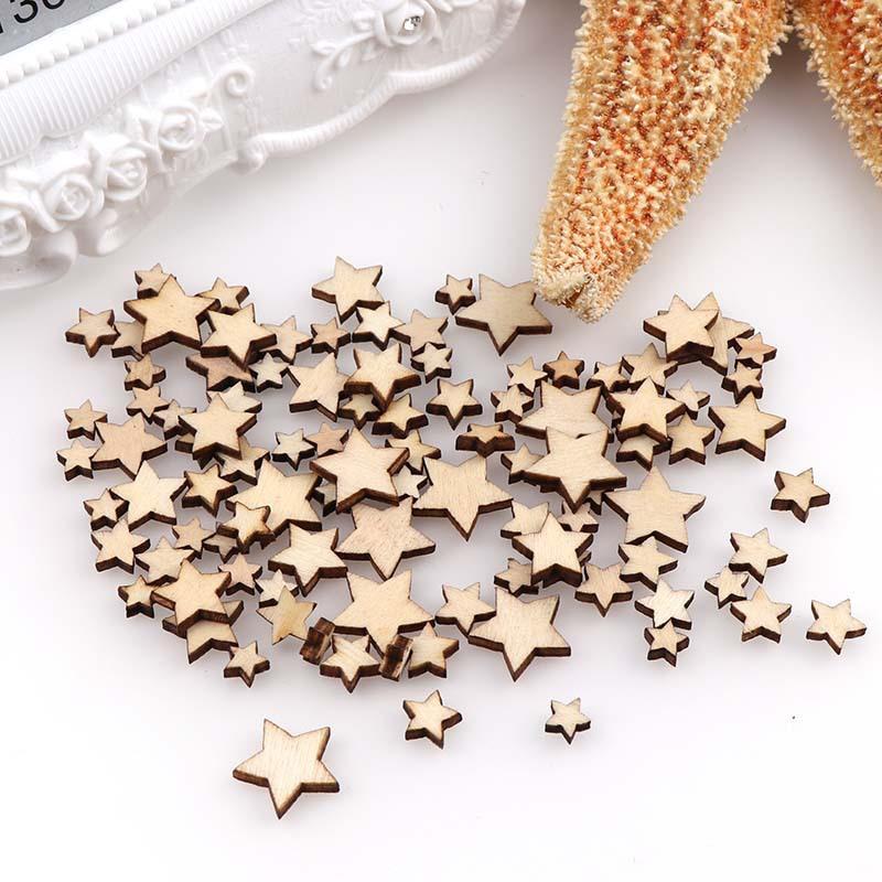 Star-Shaped Blank Wooden Craft Pieces for DIY Painting – Unpunched Decorative Wood Chips, 10–20mm