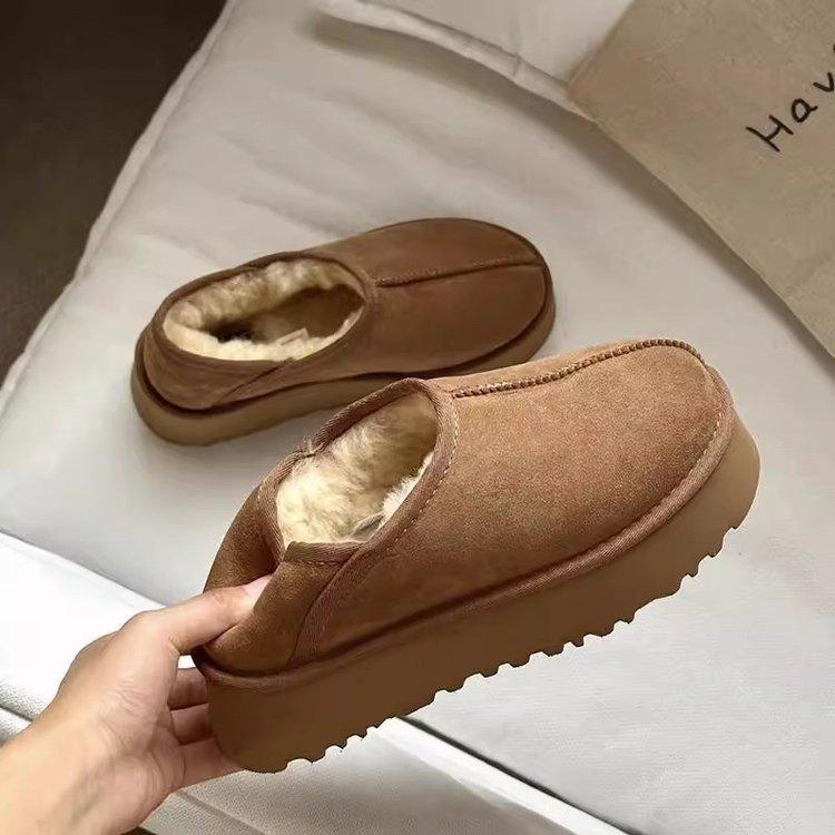 

Fashion Women s Single Boots Winter New Thick Soled Frosted and Fleece Thick Snow Boots Comfortable Warm Wear-resistant Cotton Boots 35