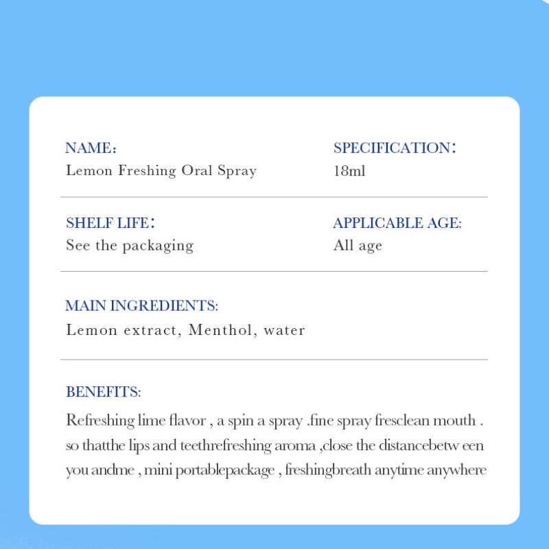 Oral Spray 18mlSADOER Mint Peach Lemon Fresh Breath Spray