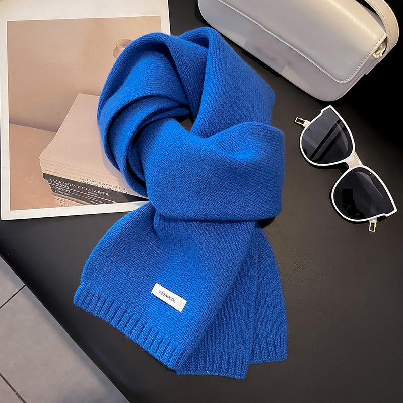 Winter Women Scarf Warm 100% Wool Knitted Shawls Casual Brand Neckerchief Cashmere Shawl Wrap Fashion Red Students Scarves