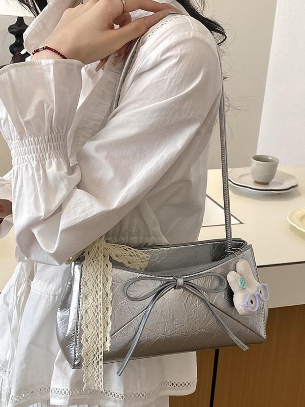 2026 Korean-Style Single Shoulder Handbag with Butterfly Knot - Versatile and Fashionable Women's Bag