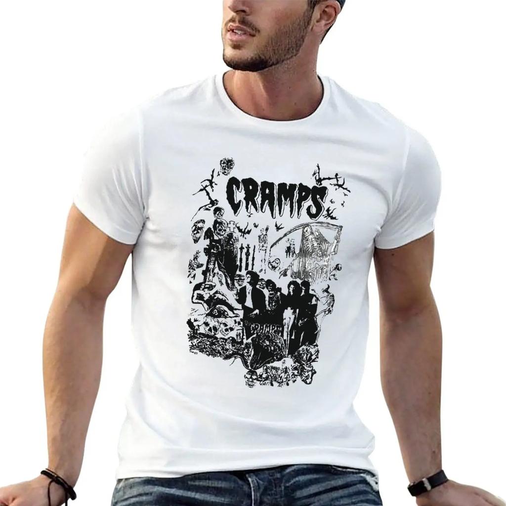 New Vintage 80s THE CRAMPS Punk Rock Psychobilly Tour Concert Promo TShirt Vintage T Shirt Tees Men Clothes