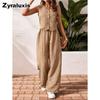 Linen Vest and Pants Set V-Neck Waistcoat Old Money Style Linen Suit