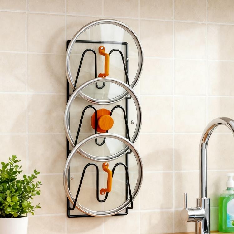 2 Pack Kitchen Lid Holder Set Wall Mounted Carbon Steel Rack Vertical Space Saving Cutting Board Holder