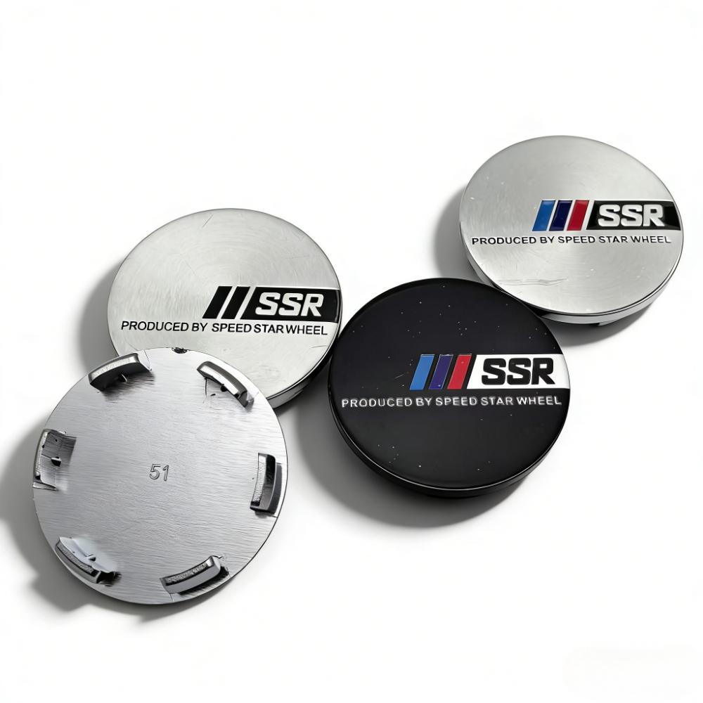 4pcs SSR Logo Badge Emblem Car Wheel Center Caps OD 51MM Clip 46MM Wheels Hub Cap Rim Hubcaps Dust Cover Replace Car Accessories