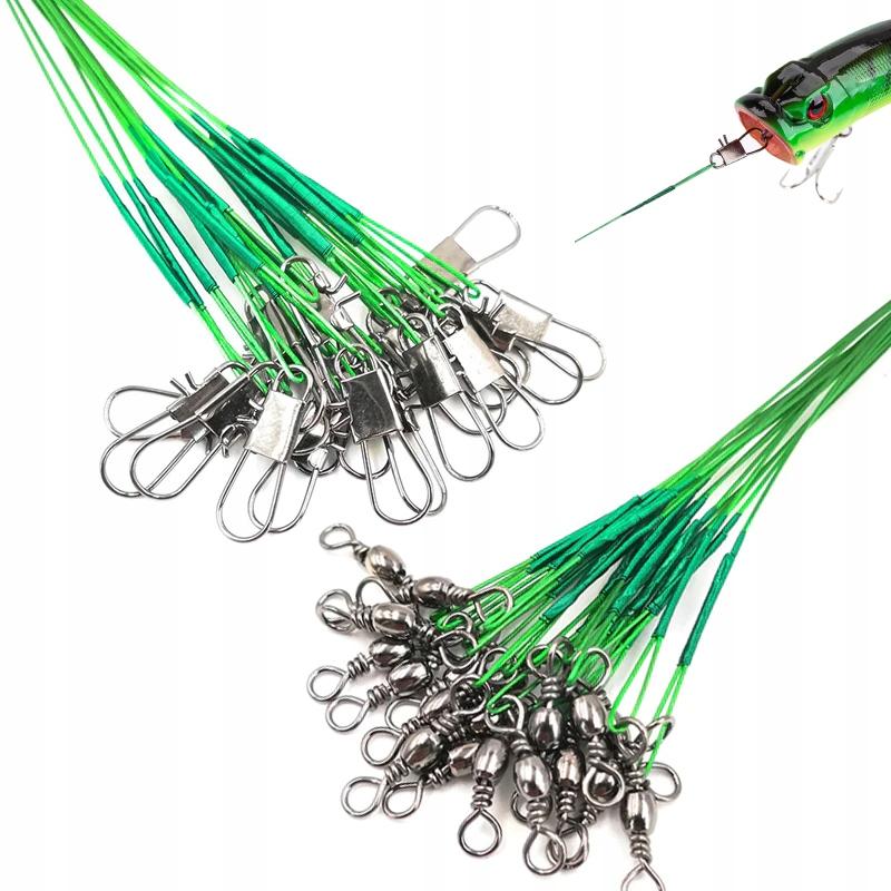Steel Leader Set 10 Pieces 7Kg Green 15Cm