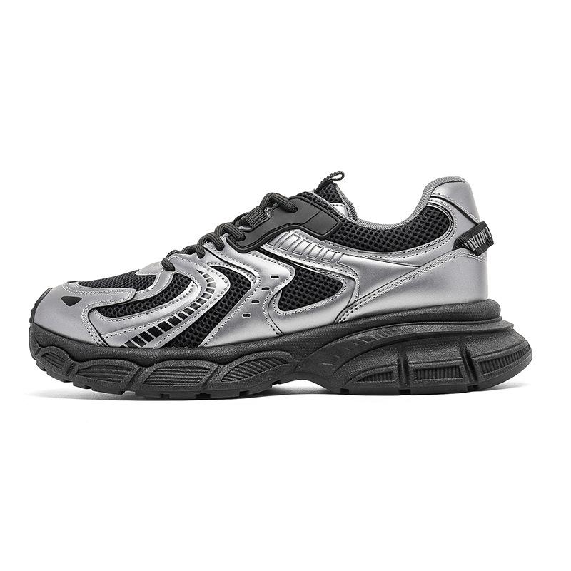 

2025 new summer men s casual shoes breathable mesh dad shoes sports mesh shoes tide increases platform shoes men 39 чёрный