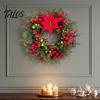 Natural Look Artificial Greenery Wreath Christmas with Red Berries Eucalyptus Pinecones, Front Door Winter for Hanging Garland Window Wall Fireplace,