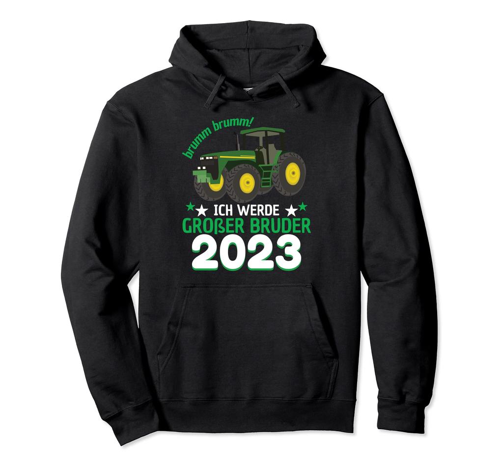 Ich Werde Große Bruder 2023 Tractor Digger Baby Announcement Hoodie