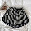 Striped High-waisted Sweatpants for Women Shorts Loose Wide-legs In Summer Casual Slim and Elastic Waist Contrast