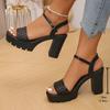 Fashion Plus Size Fashion High Heels Sandals Women Hollow Out Weaving Platform Sandles Woman Summer Buckle Strap Thick Heeled Sandalias