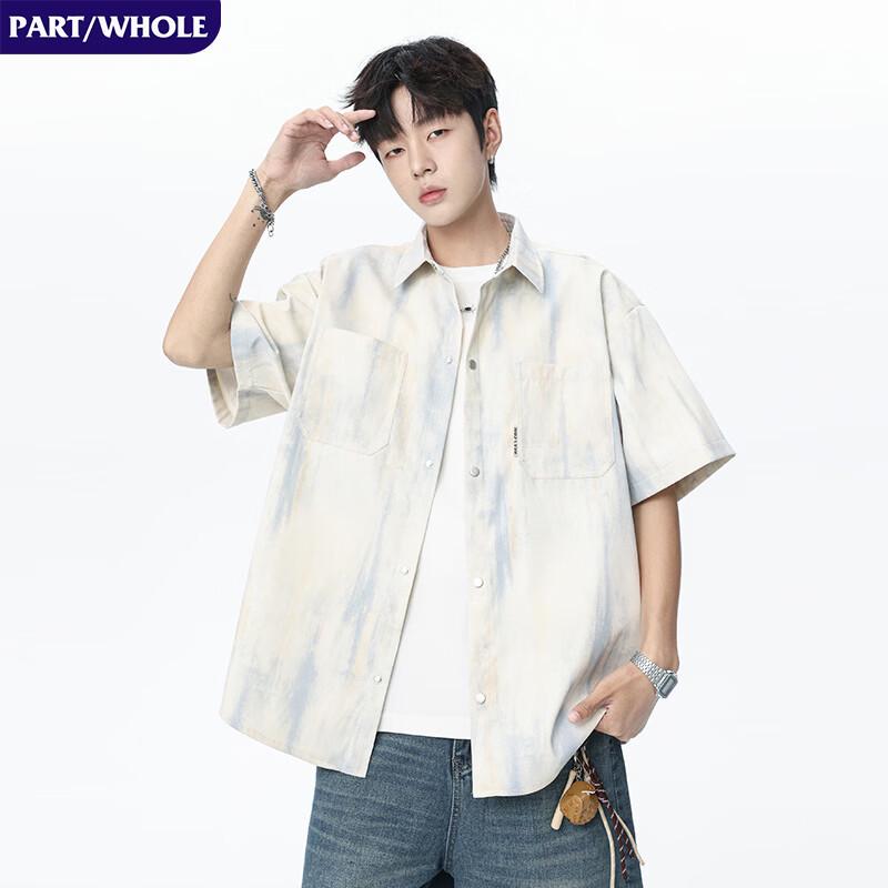 

PART/WHOLE Men s Tie-Dye Ice Silk Short-Sleeve Shirt M