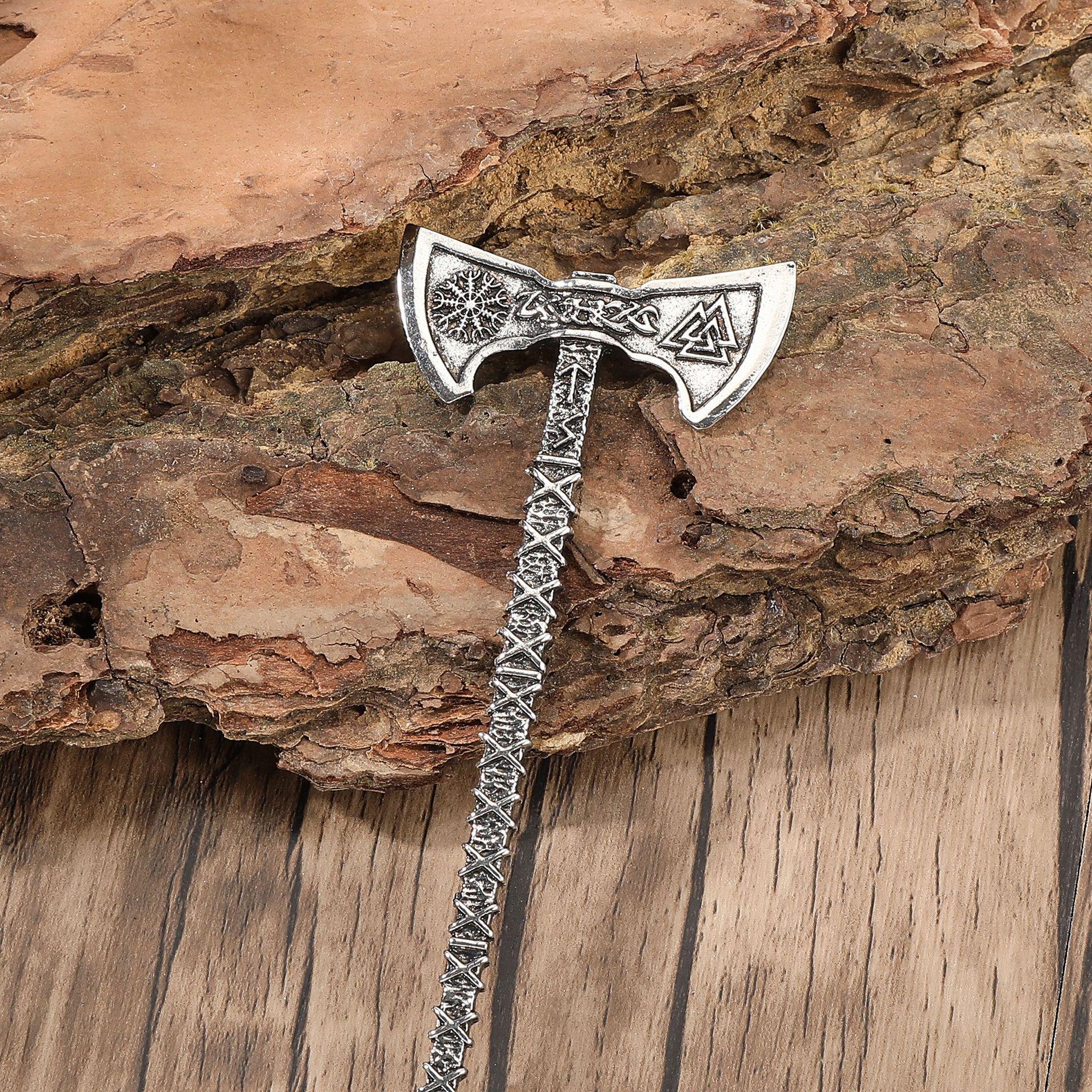 

Viking Runes Celtic Knot Hairpin: Norwegian-Style Axe Hair Stick for Party Jewelry