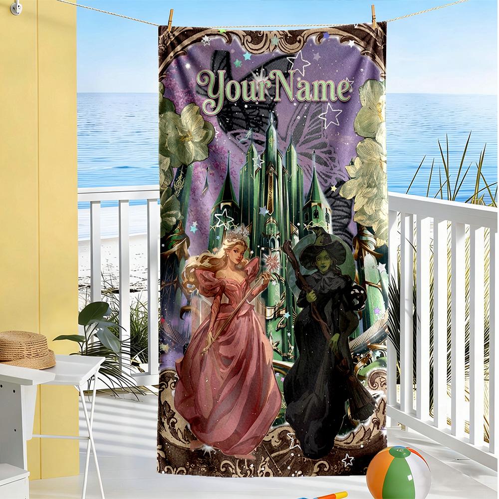 Gothic Illustrations Personalized Name Beach Towel High Absorbency & Quick-Dry Suitable for Sports Travel Swimming Yoga Bathroom Beach And Pool