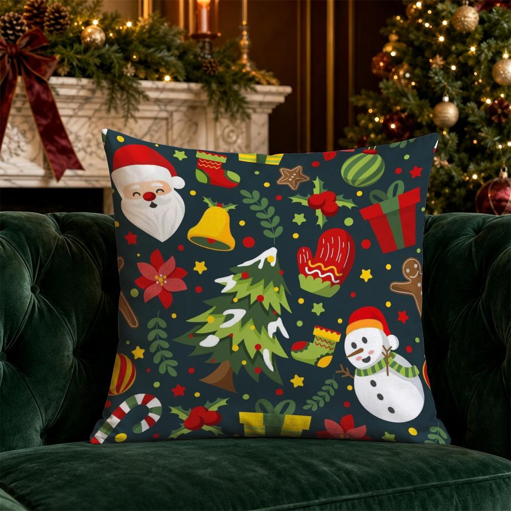 Christmas Cute Xmas Pillow Covers Pattern Cushion Cover Suitable for Sofa Bedroom Car Pillow Cover