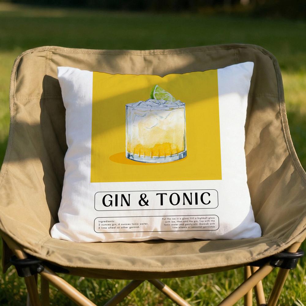 Gin  Tonic Cocktail Print Cushion Cover Soft Reversible  Durable Pillow Cover  MultiScene Use for Home  Car Daily Comfort