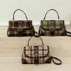 Autumn Winter Women's Woolen Plaid One Shoulder Bags Texture PU Splicing Square Handbags Korean Fashi Crossbody Bags